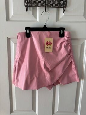 Entro Pink Faux Leather  Wrap Skort